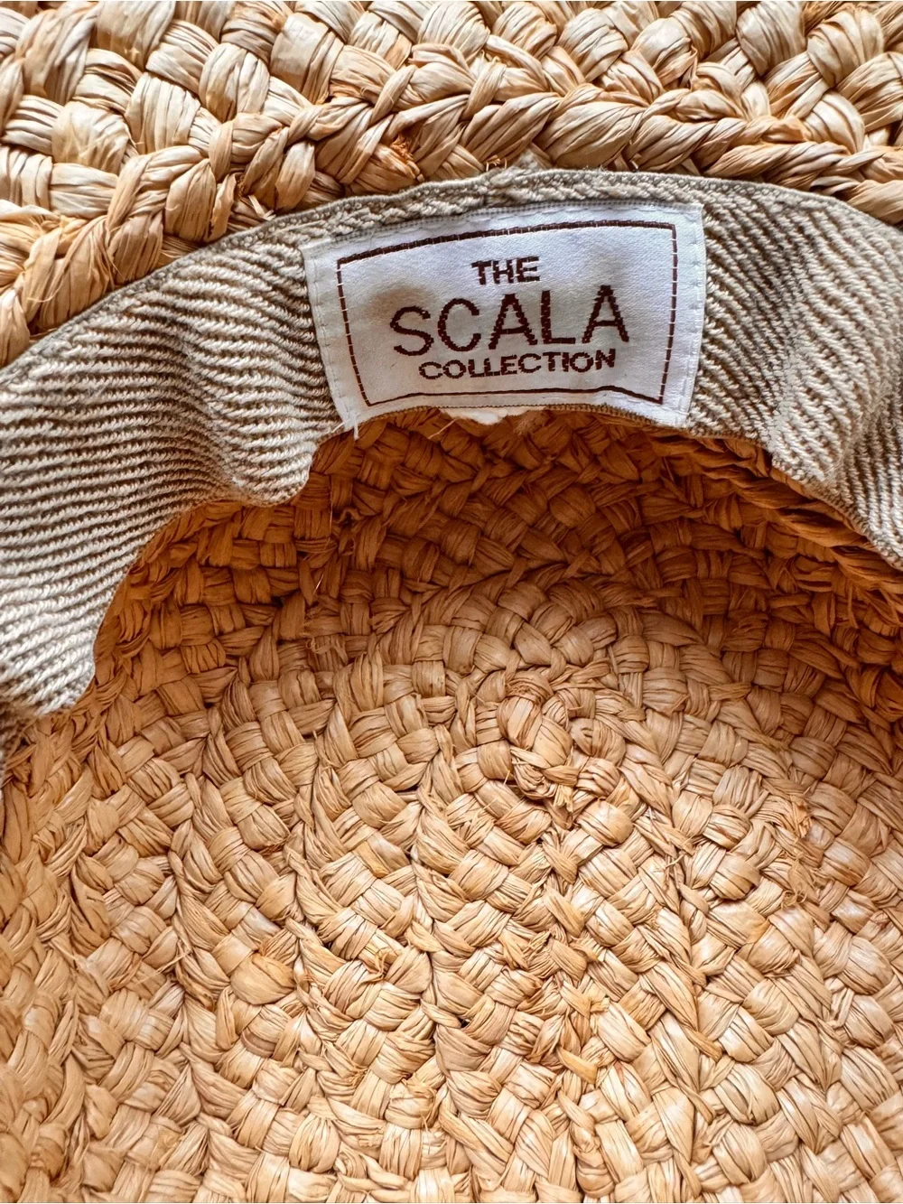 The Scala Collection Natural Straw Sun Hat with Black Bow One Size